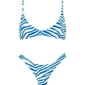 Blue and White Zebra Print Bikini